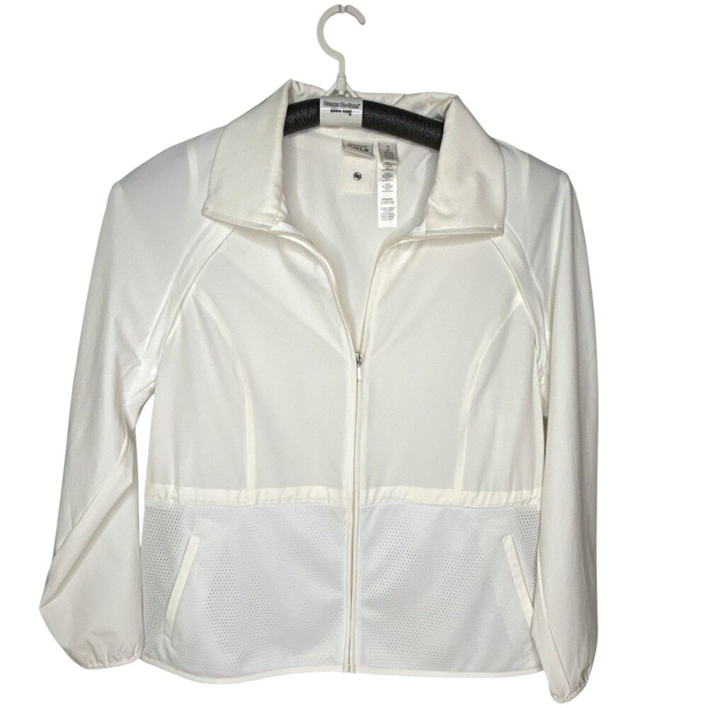 Chico’s Zenergy Golf White Zip Convertible Jacket Mesh Vent Activewear Size 2